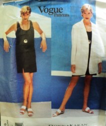 1569 VOGUE DONNA KARAN DKNY SHORTER SHIFT DRESS, UNLINED LONG JACKET  8-12 UNCUT